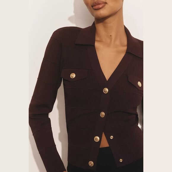 NEW Maeve Size XL Women's Collared Cardigan Sweater - Wine - Picture 4 of 4